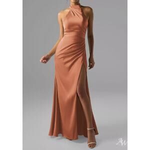AW BRIDAL SZ 8 M raw sienna Aiden bridesmaid cocktail party maxi dress NEW B76